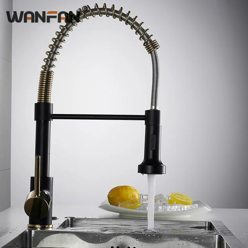 

Kitchen Faucets Brass Faucets for Kitchen Sink Single Lever Pull Out Spring Spout Mixers Hot Cold Water Tap WF-N22-060