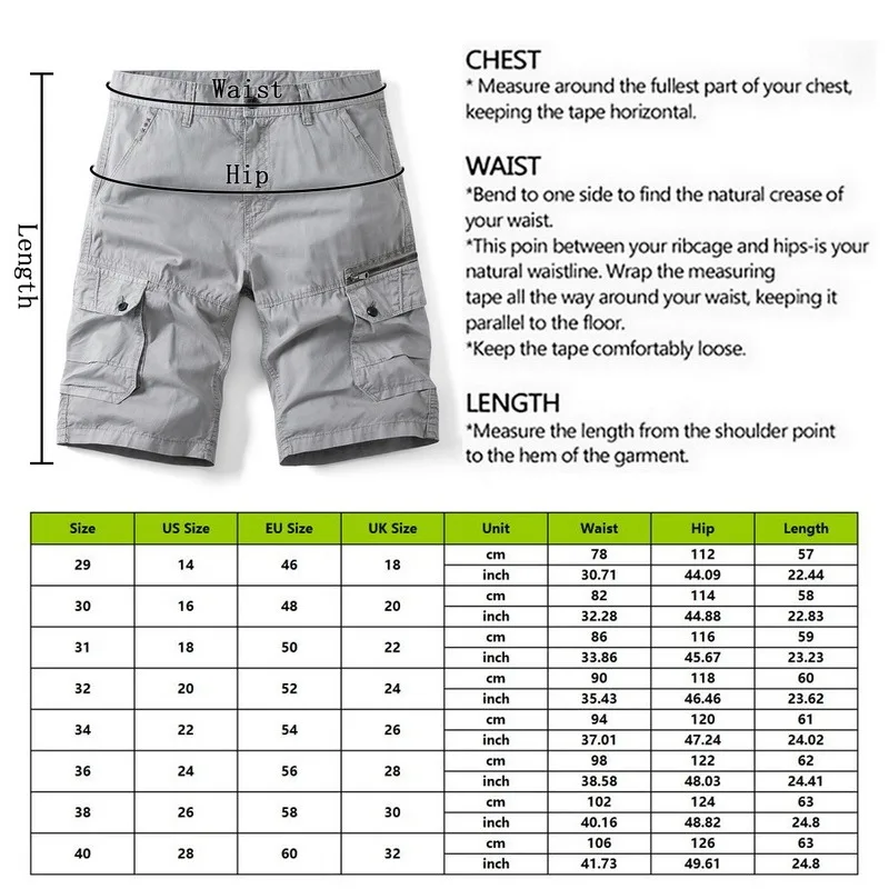 

Cargo Shorts Men Summer Casual Cotton Baggy Multi Pocket Military Zipper Breeches Camouflage Tactical Work Shorts Plus Size 40