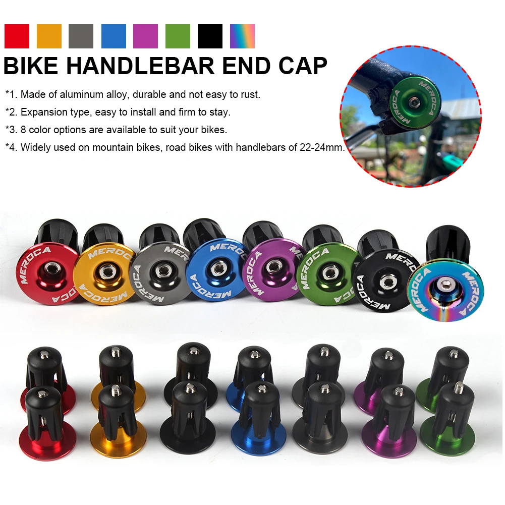 

2pcs Bike Grip Handlebar End Plug 22-24mm Aluminum Alloy Mountain Road Bike Locking Handlebar End Cap Bicycle Parts Accessories