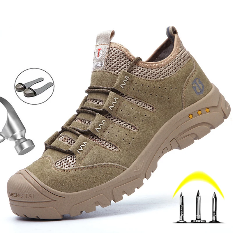 

Men Safety Boots Puncture-Proof Work Shoes Sneakers Men's Boots Steel Toe Safety Shoes Work Boots Breathable Working Shoes