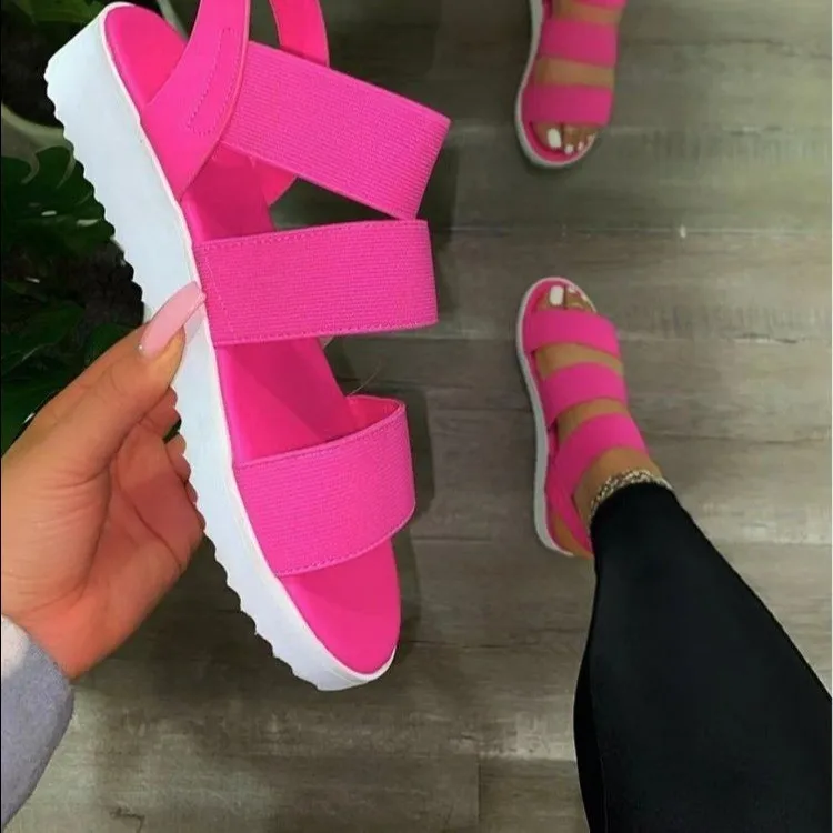 

2021 Summer Women Sandals Flat Shoes Solid Comfortable Women's Shoes Cross Strap Beach Shoes Plus Size 35-43