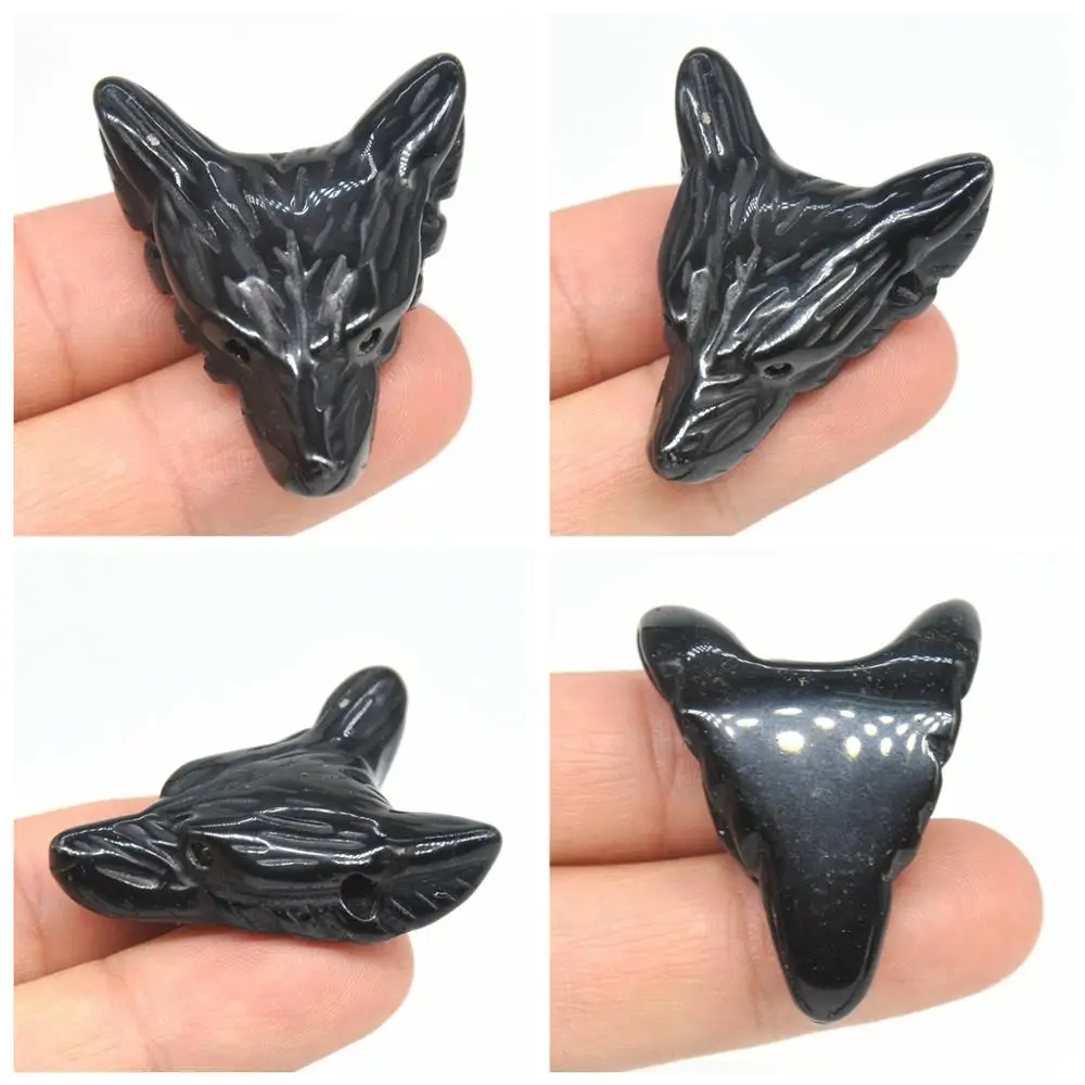 Ручная резьба голова волка драгоценный камень кристалл кулон аксессуары сделай