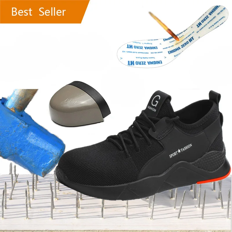 

Men's Steel Toe Work Safety Shoes Casual Breathable Outdoor Sneakers Puncture Proof Boots Comfortable Industrial Shoes for Men