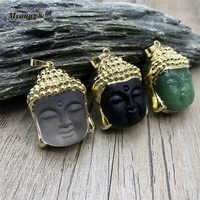 gold color plated glass crystal buddha head necklace pendant supernatural amulet knot lucky charms my210544