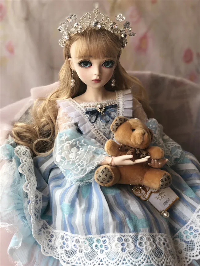 grey hair Куклы для девочек SD 60 см, куклы для девочек BJD с платьем, парики, обувь, игрушки для красоты, макияж,, ручная работа, 1/3, силиконовая кукла - Цвет: grey hair