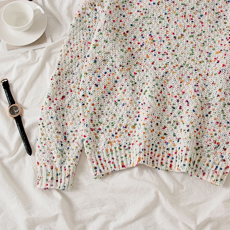 Gagaok Женский вязаный милый модный свитер весна осень новый сплошной круглый вырез