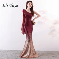 sequined formal dress its yiiya dx357 one shoulder floor length robe de soiree sleeveless plus size zipper evening dresses 2020