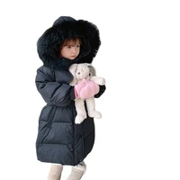 girls down padded jacket winter children clothing with real fur collar thickened warm mid length clothes costumes for little kid