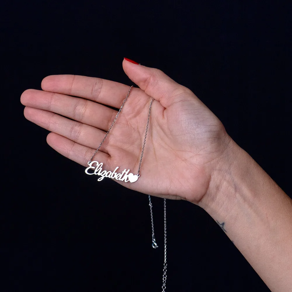 Custom Name Necklace Stainless Steel Gold Choker Personalized Name With Heart Pendant Necklace For Girlfriend Christmas Gift