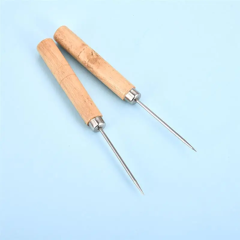 2 шт. деревянная ручка для шитья Awl ручная строчка DIY кожаного браслета