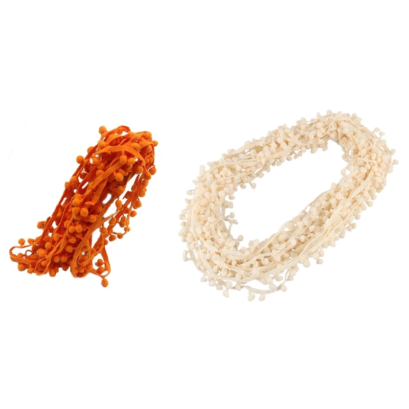 2 полосы 20 ярдов 10 мм помпон отделка мяч лента с бахромой DIY Швейные аксессуары