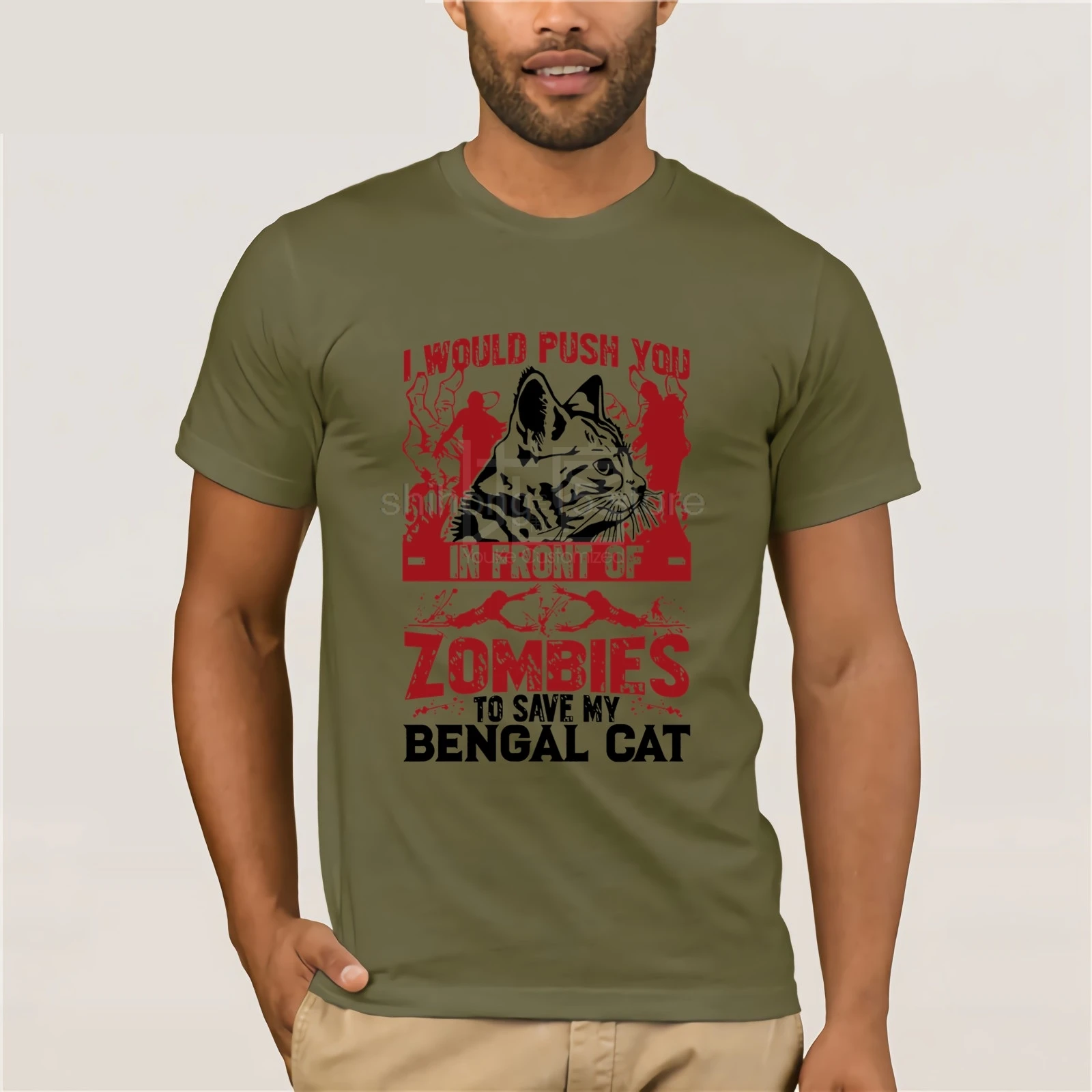 To Save My Bengal Cat I 'd Push You In a sale Of poptember футболка одежда популярная круглый вырез 100%