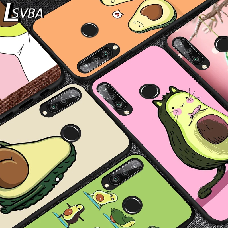 

cartoon avocado Silicone Phone Case for Huawei P30 P20 P40 Lite E Pro P Smart Z Plus 2019 P10 P9 Lite Black Cover