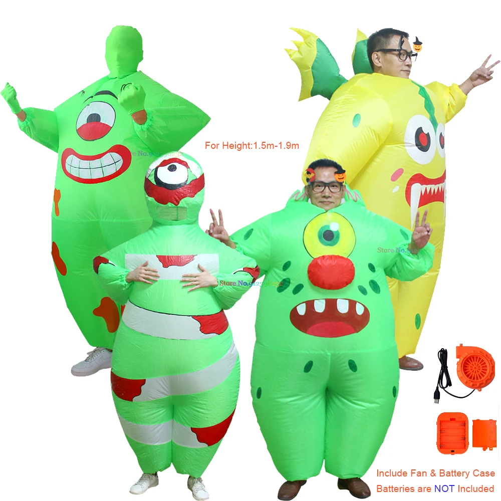 

One-eyed Monster Clown Mummy Zombie Demon Devil Inflatable Costumes for Adult Halloween Cosplay Party Dress Up 150-190cm Height