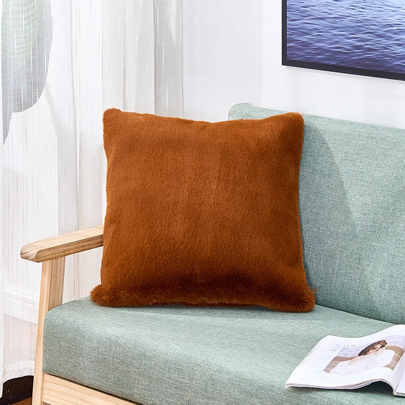 Новый двусторонний Чистый 13 цвет Искусственный кроличий мех наволочка для