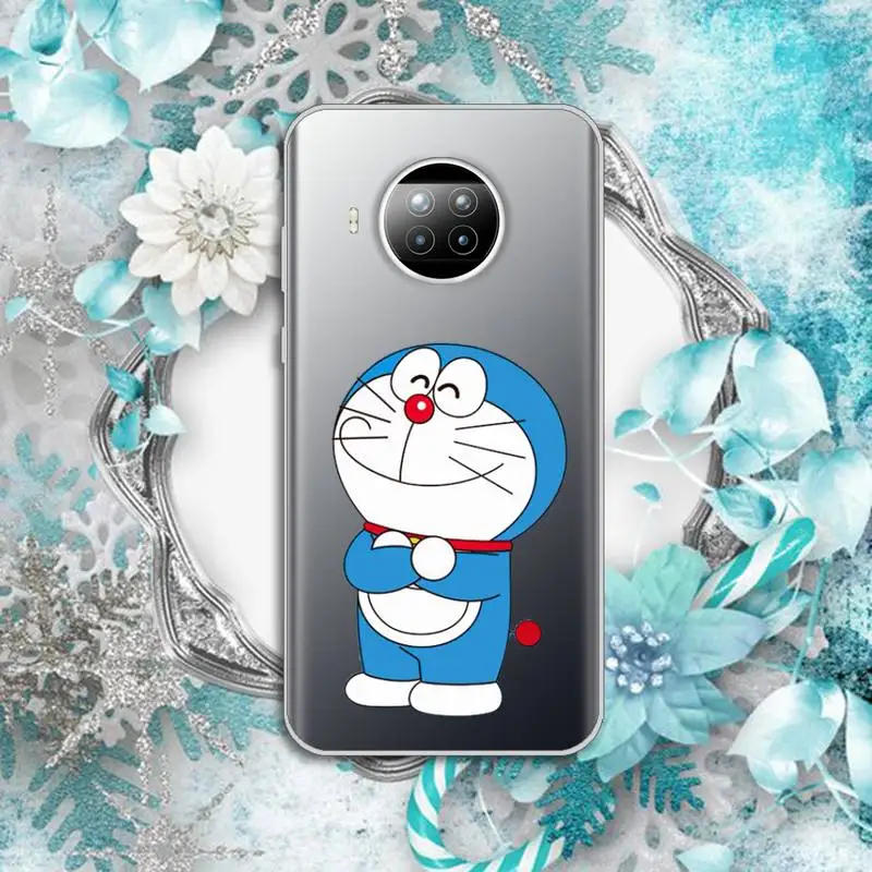 

Cute Cartoon Doraemon Robot cat Phone Case Transparent for Xiaomi Redmi note 10 t 8 9 pro lite 11