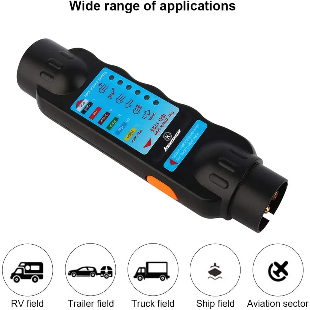 European 12v 7 Pin Car and Trailer Towing Lights Plug Socket Cable Wiring Circuit Tester ​Tool Testing |