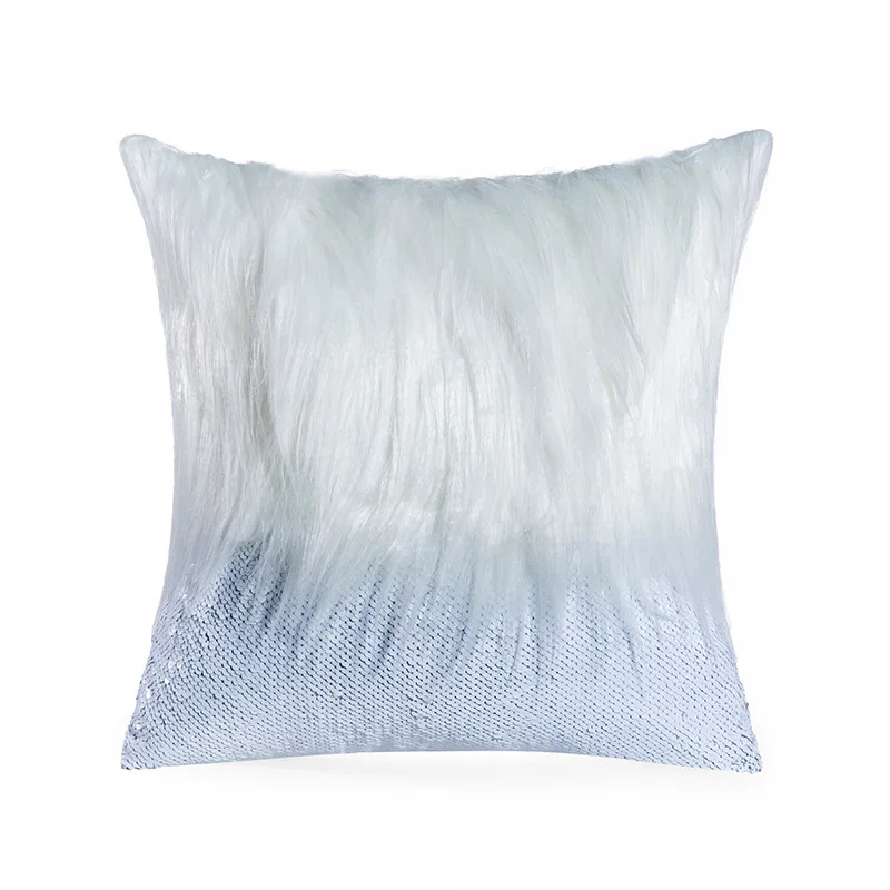 Sequins white Наволочка для подушек из искусственной шерсти и меха овчины, пушистый мягкий чехол для подушек, моющийся квадратный однотонный чехол для подушек - Цвет: Sequins white