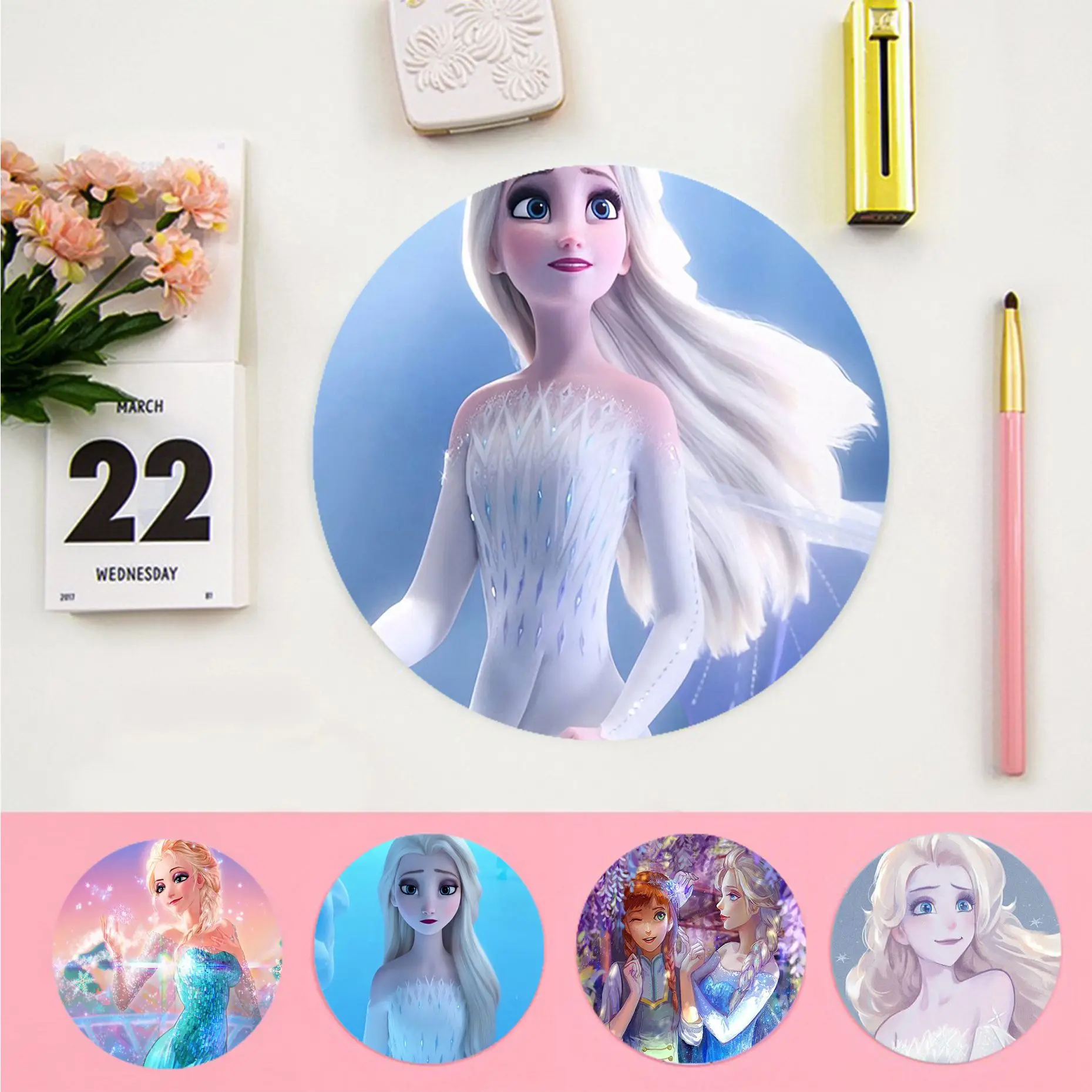 

Disney Hot Sales Disey Frozen Elsa Princess Gaming round Mouse Pad Computer Mats gaming Mousepad Rug For PC Laptop Notebook