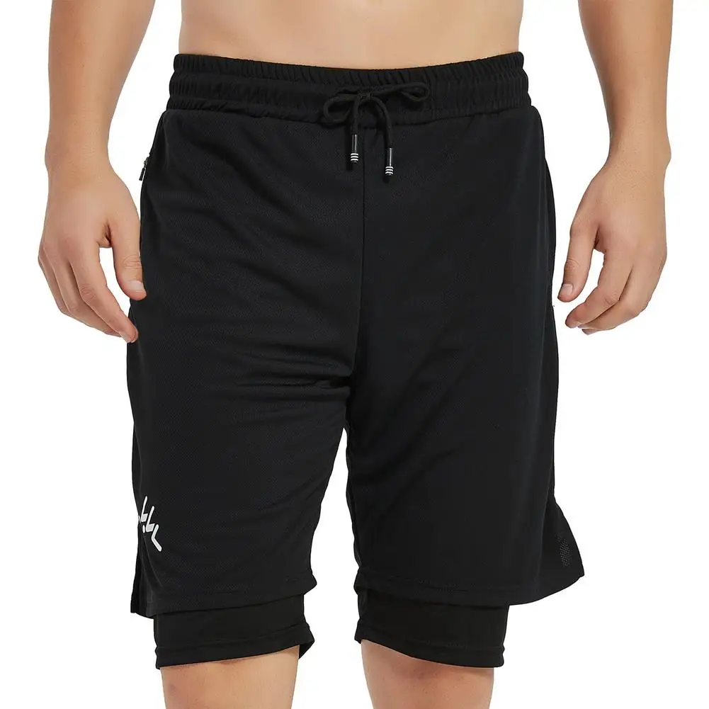 

Summer Running Shorts Sports Breathable Men's Beach Shorts Fake Two-Piece Shorts Fitness Quick-Drying Loose Pants OutdoorCamping