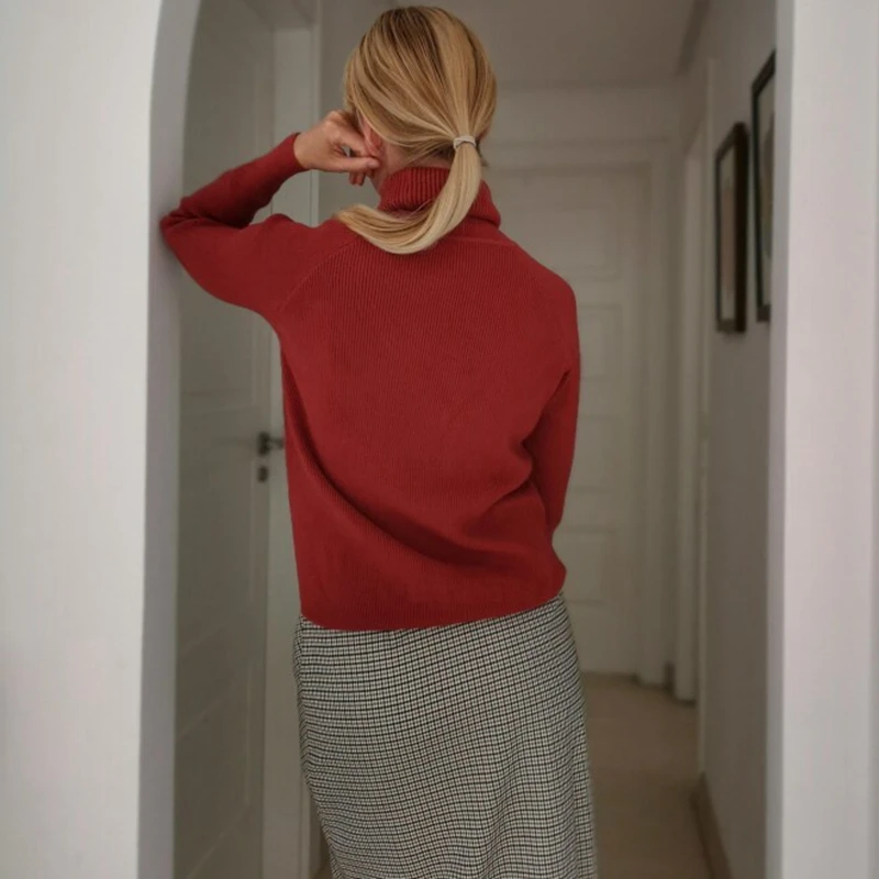 

Thick Turtleneck Pullover Sweater Women Autumn Winter Warm Loose Jumper Top Knitted Soft Female Sweater