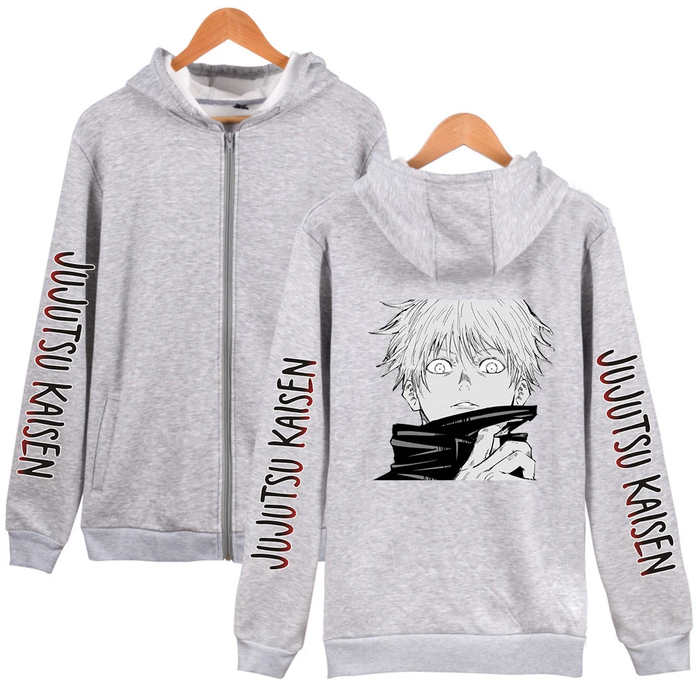 

Мужская/Женская толстовка на молнии jujutsu kaisen, хлопковая куртка Аниме с принтом, повседневная куртка для студентов