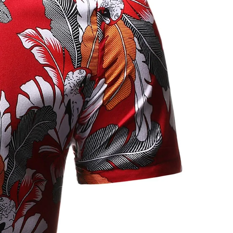 

New Printing Flower Short Sleeve Casual Men Shirts 2021 Summer High Quality Fashion Slim Fit Beach Style Shirts Male Streetwear