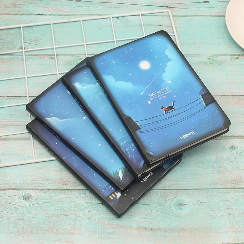 Жесткий дневник Ночная кошка красивый Ежедневник с подкладкой ежедневник журнал