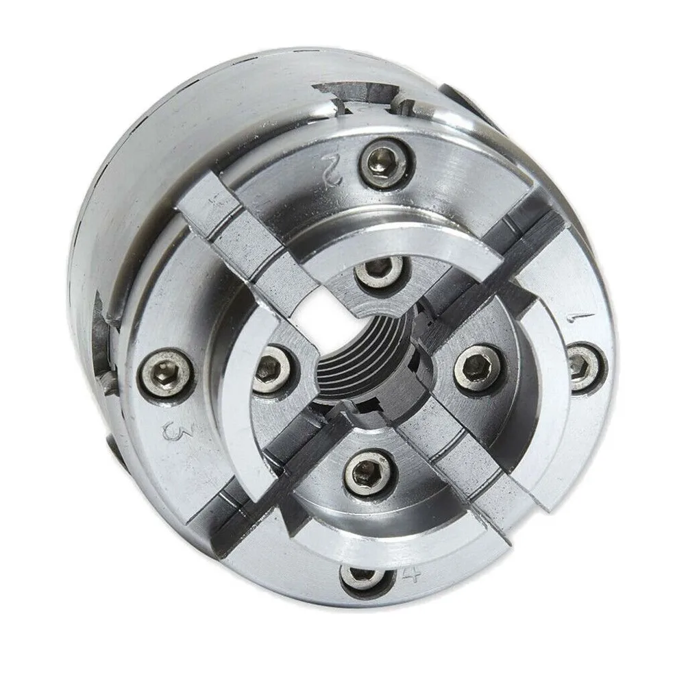 

Self-Centering Lathe Chuck 1pcs Silver 4 Jaw Self Centering Lathe Chuck