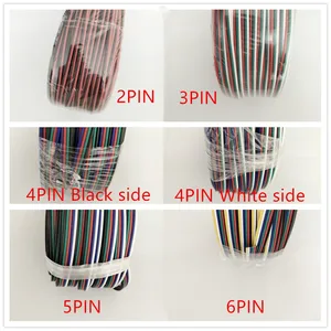 Светодиодный Удлинительный кабель 2pin 3pin 4pin 5pin 6pin 22AWG, светодиодный RGB провод для WS2812 WS2811 RGB RGBW RGB CCT 5050 3528 Светодиодный удлинитель