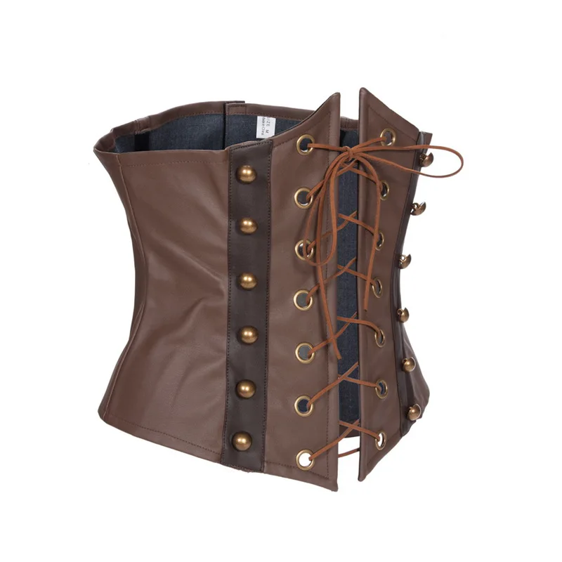 Женский Готический корсет в стиле стимпанк под грудью из искусственной кожи