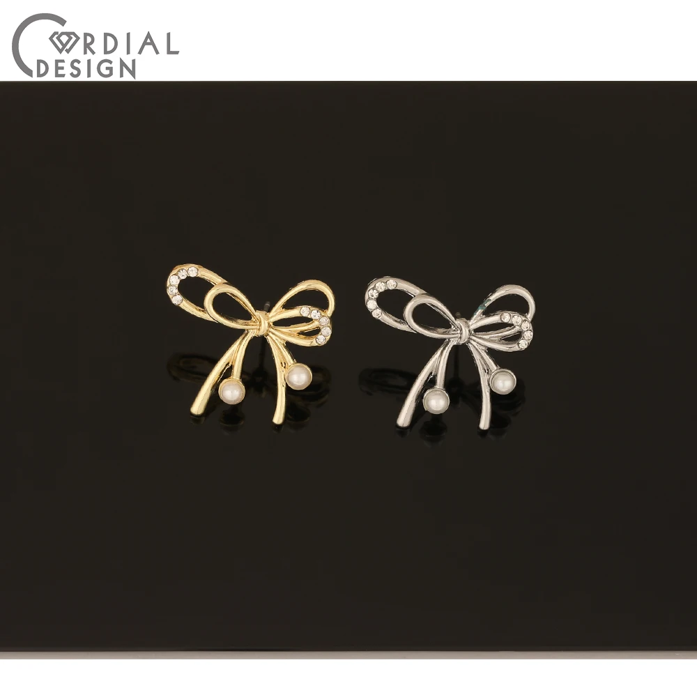 

Cordial Design 50Pcs 20*22MM Jewelry Accessories/Imitation Pearl/Hand Made/DIY Making/Bowknot Shape/Rhinestone Earrings Stud