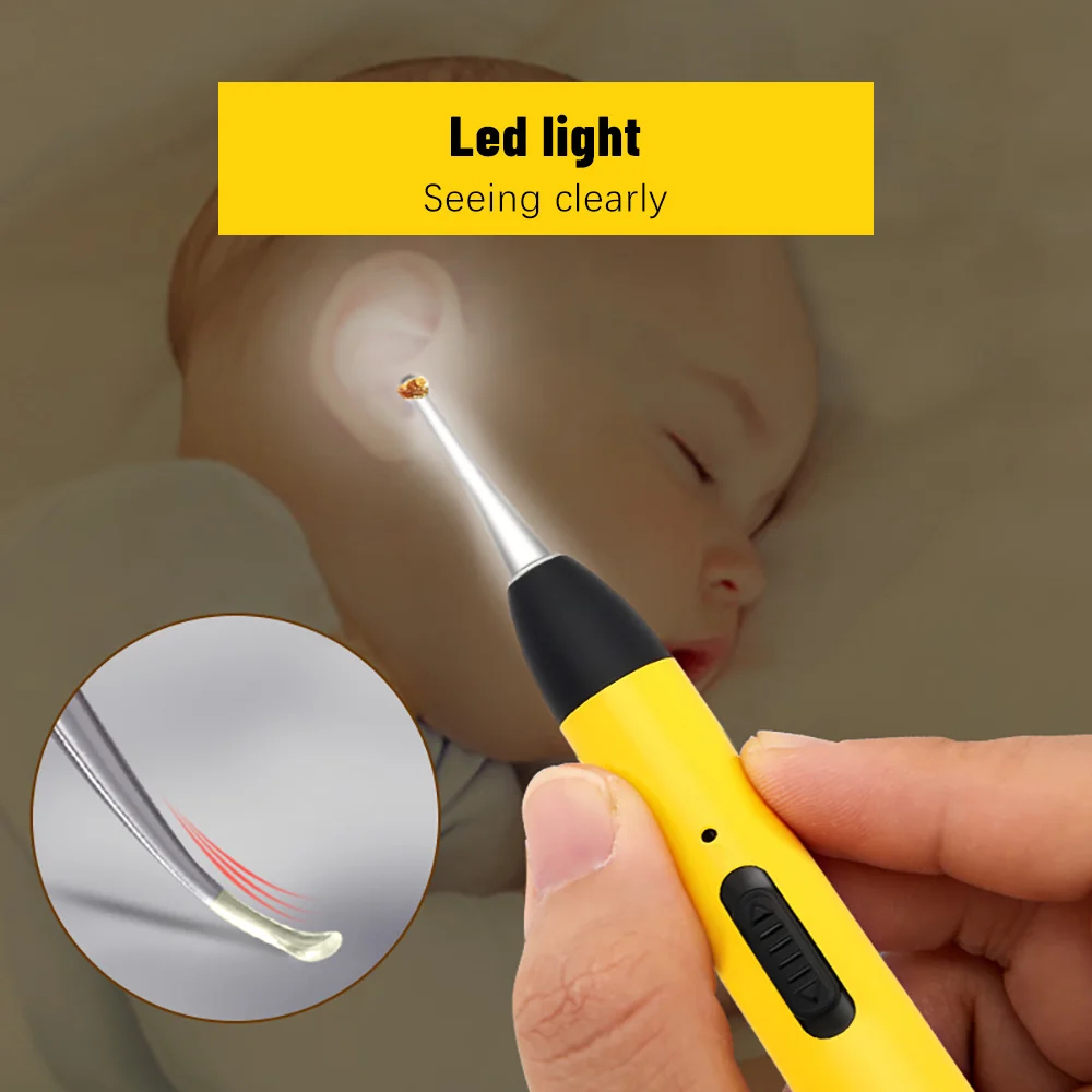 LED Light Ear Tweezers Booger Clip Picking Tool Double-headed Spiral Massage Earpick Wax Remover Curette Picker | Красота и здоровье