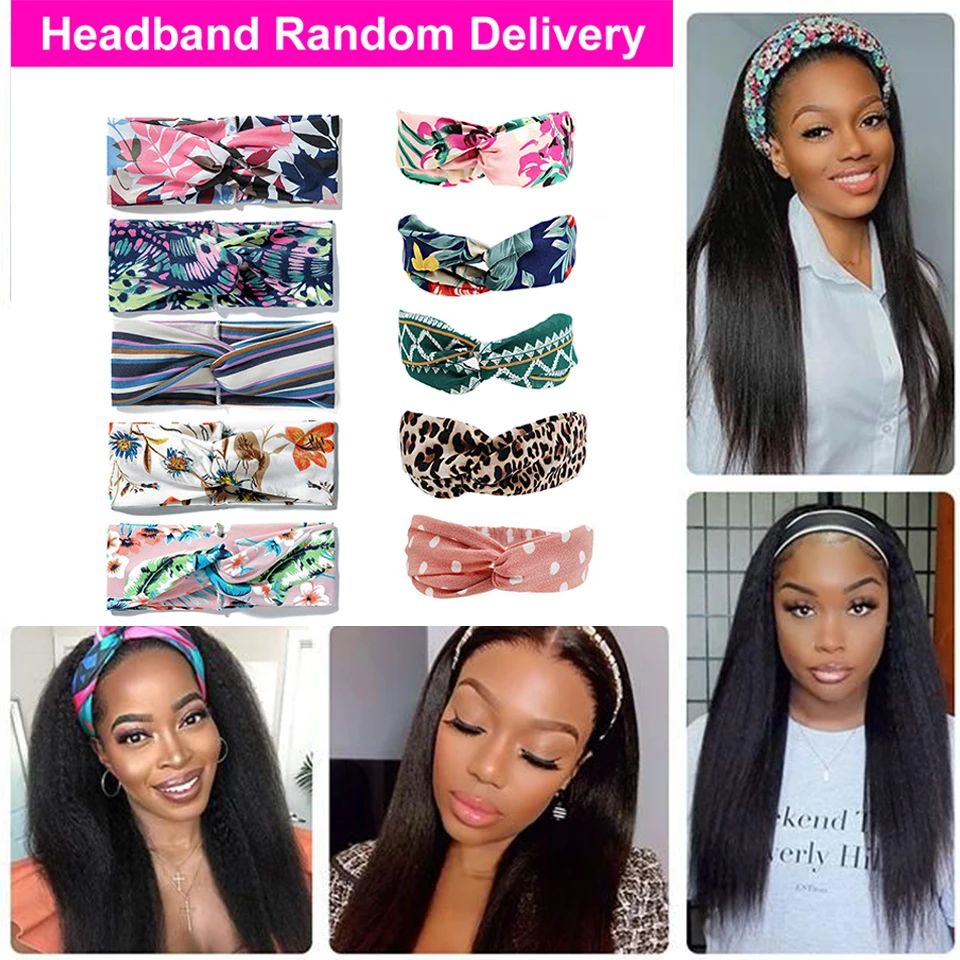 

Lekker Kinky Straight Headband Human Hair Half Wig For African American Women Brazilian Remy Natural Yaki Glueless Ponytail Wigs