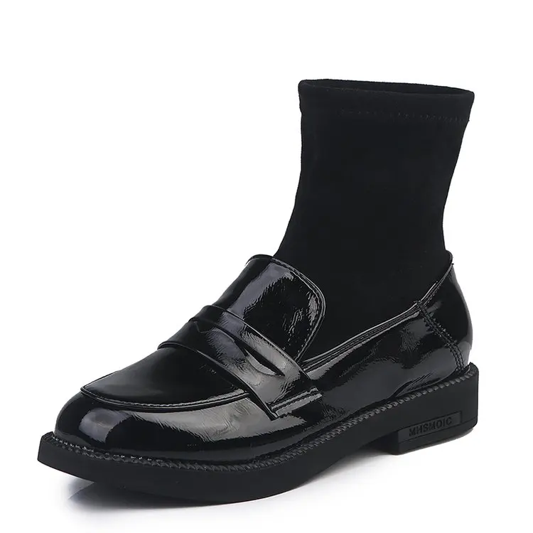 

2019 new Autumn Winter Short casual Boots flats PU leather women Shoes Martin Boots Women Ankle Boots Plus size 35-40 mujer
