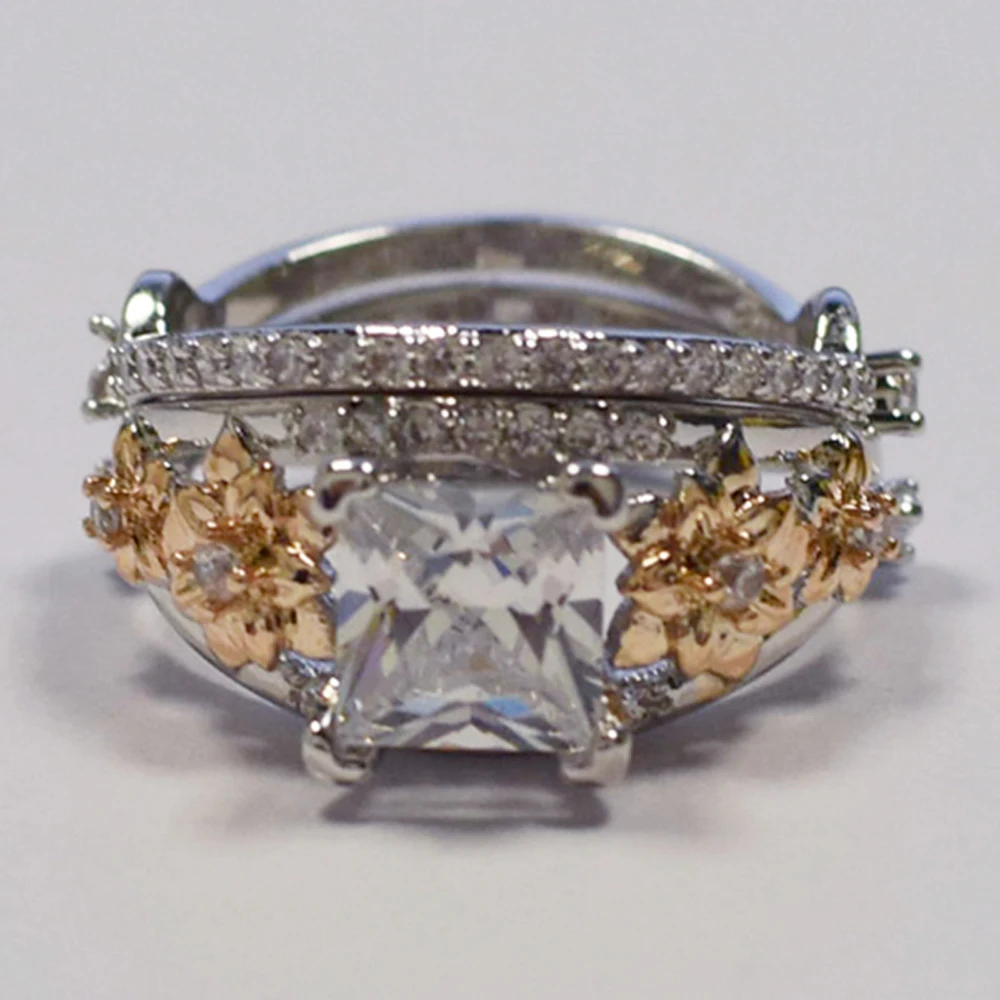 Серебряное кольцо золотое покрытый Цирконий аристократическое элегантное