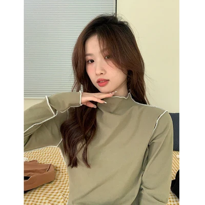 

Женская Асимметричная блузка с длинными рукавами, Повседневная и универсальная, искусственная кожа, удобная и универсальная, с самостоятел...