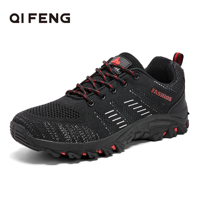 

2021 Mens Hiking Shoes flat Fahion Mountain Climbing Casual Outdoor Sneakers Camouflage Light Rubber Mesh Footwear Black Summer