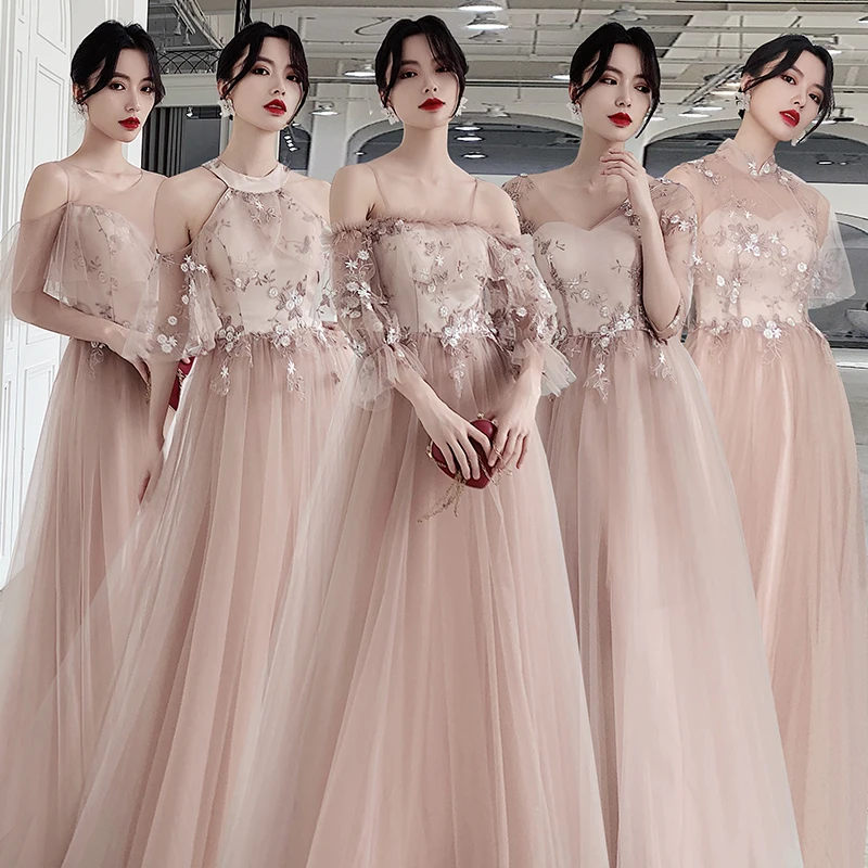 Платья для подружек невесты с аппликацией цвета хаки кружевной топ бальное платье свадебной вечеринки на