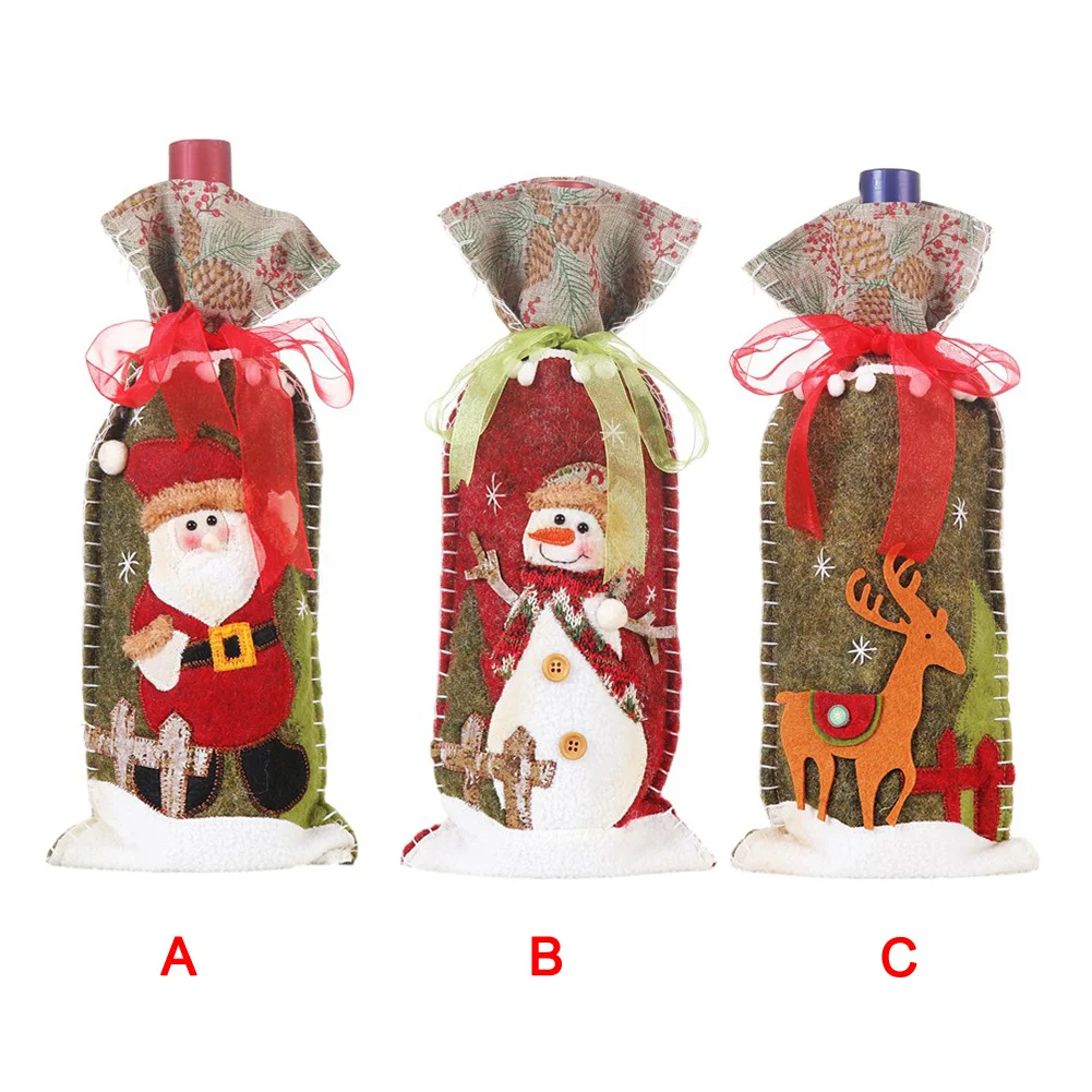 Рождественские Чехлы для бутылок вина с рисунком из мультфильма сумки витрины
