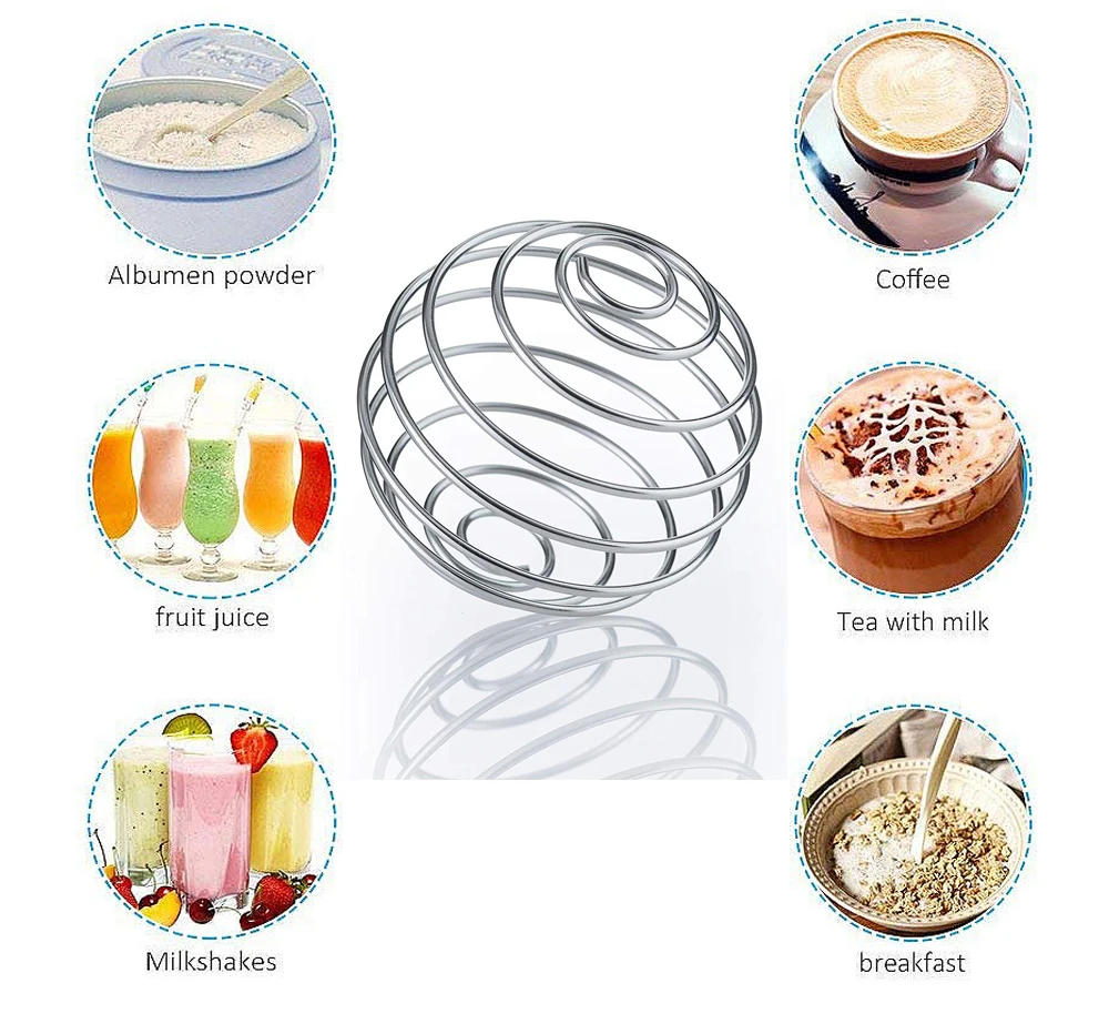 Шарик с венчиком из нержавеющей стали смешанный шейкер бутылка для Протеиновой