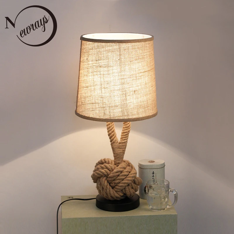 Деревенская ткань железная настольная лампа Современная креативная