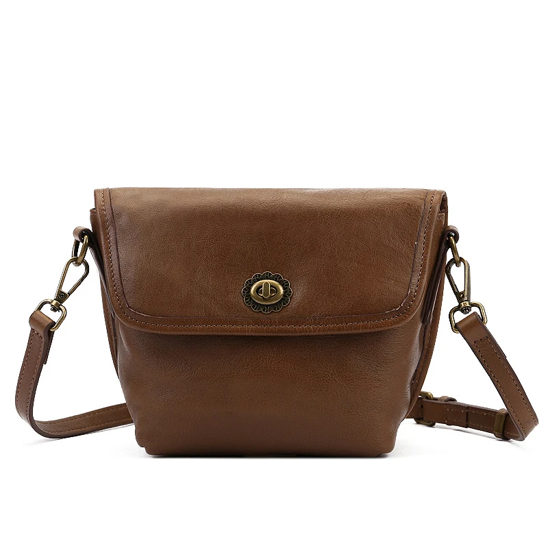 

Genuine Leather Fashion Messenger Solid Color Business Ladies Handbag Top Layer Cowhide Shoulder Bag