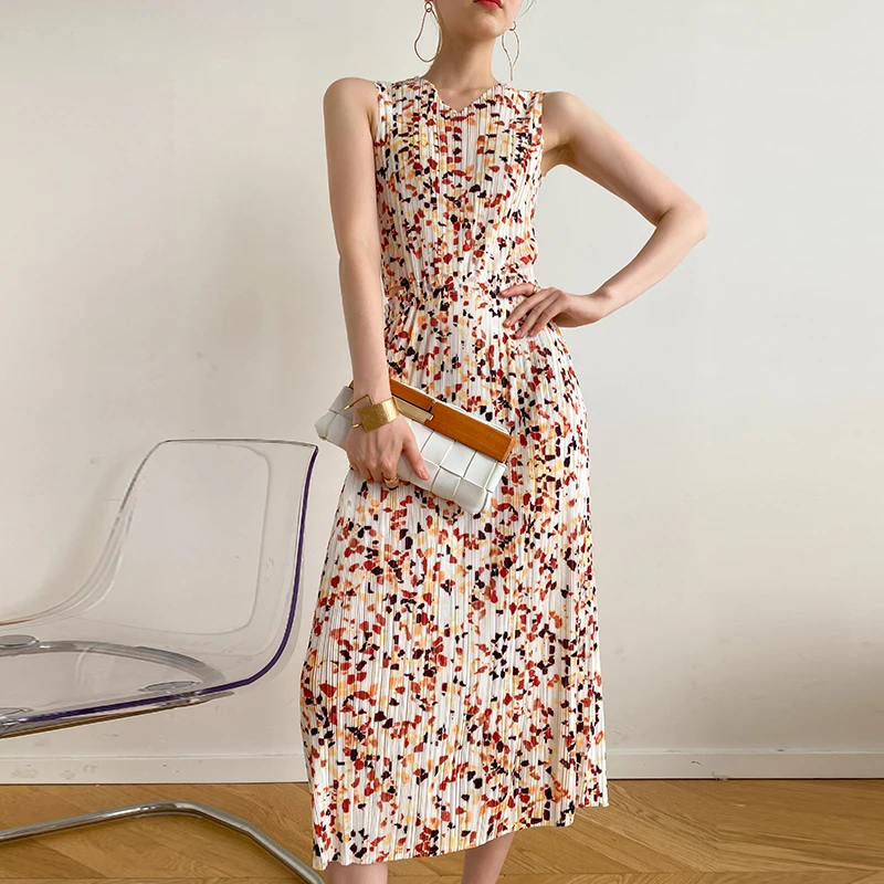 

Женское плиссированное платье миаке из двух предметов, летнее дизайнерское платье без рукавов, 2020