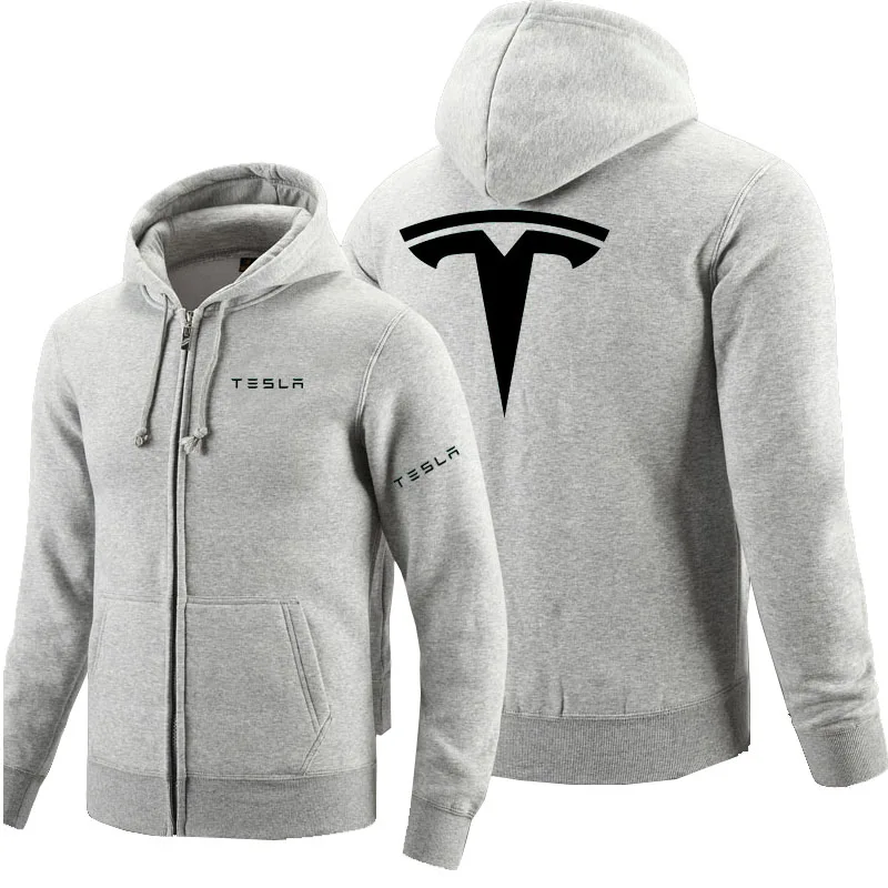 

2021 Autumn Fashion Tesla Logo Zipper Sweatshirt Men Zipper Hoodies Autumn Hoodie Winter Long Fashion Casual Coat 6y