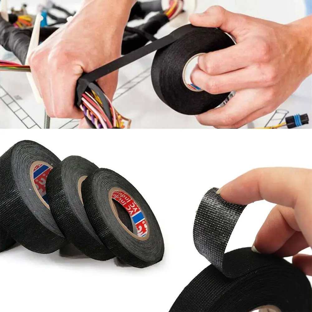 

1Pcs Car Harness Tape Heat-Resistant Adhesive Cloth For Auto Width Tool Wiring Cable Protection 9/15/19/25/32MM Loom Velvet Q5P0