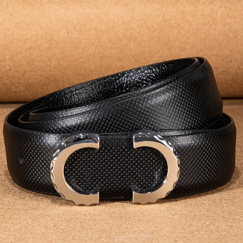 

Ремень Hi-Tie мужской из натуральной коровьей кожи, Модный деловой простой роскошный ковбойский пояс с пряжкой с язычком, чёрный коричневый