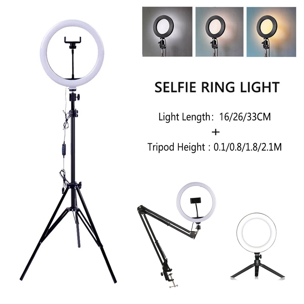 LED Кольцевая Лампа на Штативе для Селфи с Круговыми Огнями для Мобильного Телефона для Фотографии tiktok youtube Hoop on.