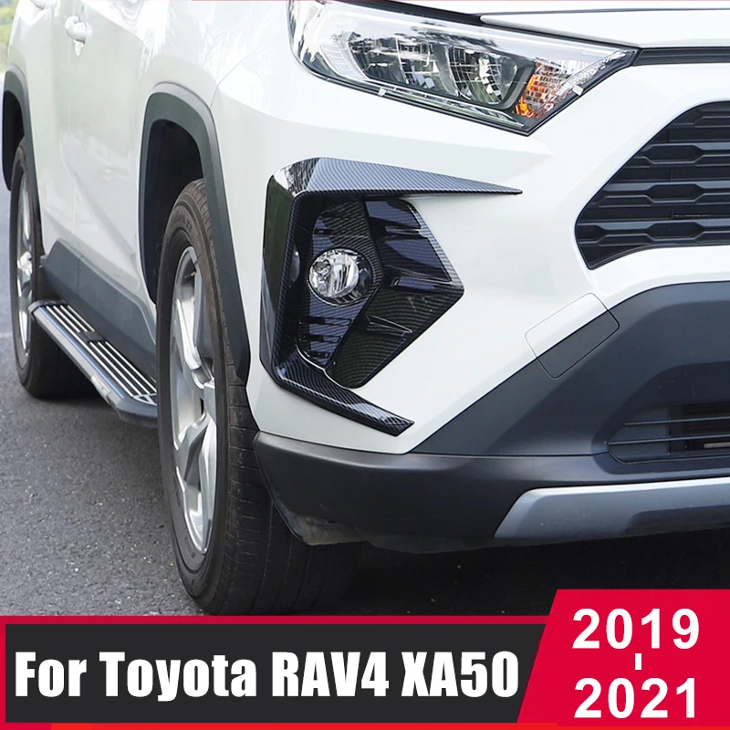 

For Toyota RAV4 2019 2020 2021 RAV 4 XA50 ABS Carbon Fiber Car Front Fog Light Cover Trim Frame Decoration Sticker Accessories
