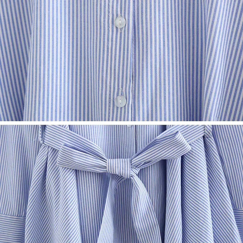 

Fashion Women Loose Long Sleeve Striped Shirt Blouse 2020 Spring Irregular Female Girl Pleated blouse Dress Tops YNZZU YD348